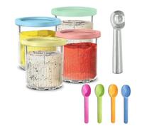 Sonhomay Confezione da 4 contenitori per gelato con coperchi e cucchiai, compatibili con la macchina per gelato Ninja serie NC501/NC500, lavabili in lavastoviglie