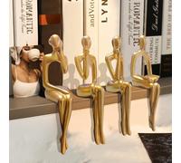 Sonhomay Confezione da 4 statuette di arte astratta pensatore in resina scultura astratta pensatore seduto statua pensatore statua libreria decorazione per la casa soggiorno libreria scrivania