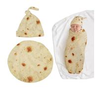 Sonhomay Coperta avvolgente per neonati, burrito tortilla, coperta avvolgente con cappello per neonati, coperta calda per neonati, coperta taco con fascia per capelli, set morbido sacco per dormire,