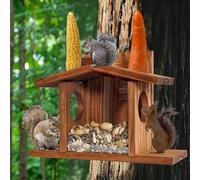 Sonhomay Mangiatoia in legno scoiattolo, tavolo da picnic autoportante, marrone, 33 x 12,7 x 23,6 cm