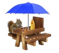 Sonhomay Mangiatoia per scoiattoli, mangiatoia per scoiattoli, in legno, divertente, mangiatoia per scoiattoli, con ombrello, per giardino, cortile, albero