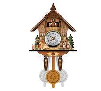 Sonhomay Orologio a Cucù in Legno Stile Retro Casa nel Bosco con Pendolo Sveglia da Parete con Cucù Quarzo Orologio Sveglia con Funzione di Ricordo per Camera da Letto Soggiorno Ufficio Hotel Decor