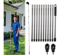 Sonhomay Spazzola per la pulizia della grondaia, 4,3 m, telescopica, lunga, strumento di pulizia pieghevole, capacità di pulire facilmente foglie del tetto, detriti, luce sospesa, ragnatele, finestre