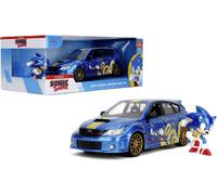Jada Toys Sonic The Hedgehog Auto Subaru Impreza WRX STI 2012 (19 cm) con figura (6 cm) - Modellino auto con ante apribili, set di giocattoli in metallo per fan e bambini dagli 8 anni in su