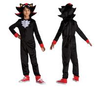 Sonic 3 Tuta per costume shadow per bambini ufficiale Sonic the hedge by Disguise, tessuto morbido, cappuccio in tessuto con spine e orecchie tridimensionali, unisex, per 4-6, 7-8 e 10-12 anni