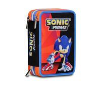 Sonic Astuccio Scuola Elementare 3 Scomparti COME AND GET ME Blu Rosso Contenuto
