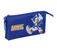SONIC Astuccio Triplo per Bambini per Bambini in Età Scuola, Comodo e Versatile, Qualità e Resistenza, 22 x 3 x 12 cm