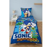 Sonic Bambino Copripiumino Singolo 135x200 + Federa 100% Cotone | Set letto reversibile | Letto singolo | 100% Cotone Oeko-Tex | Sonic | Idea regalo | Morbido per la pelle | Licenza ufficiale