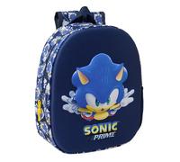 Sonic City - Zaino da scuola con design 3D, adattabile a carrozzina, ideale per bambini di diverse età, comodo e versatile, qualità e resistenza, 27 x 10 x 33 cm, blu, M, Casual