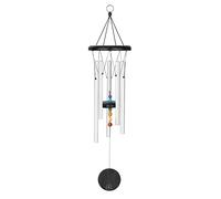 Sonic Energy Chakra Meditation Chime - 64 cm Argento - Scacciapensieri con 5 bacchette sonore 432 Hz - Decorazione per interni ed esterni (CMC25S)