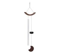Sonic Energy Moon Meditation Chime - 125 cm, argento - Scacciapensieri con bacchetta sonora C5 432 Hz - Decorazione per casa, studio, giardino (MMC49S)