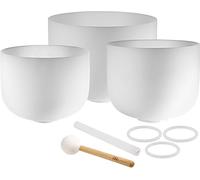Sonic Energy Set di 3 campane tibetane in cristallo, 432 Hz, tono A4/F4/D4, per meditazione, yoga, guarigione del suono, include 2 bacchette e anelli in silicone (CSBSETAFD)