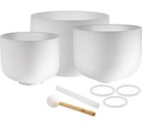 Sonic Energy Set di 3 campane tibetane in cristallo, 432 Hz, tono G4/E4/C4, per meditazione, yoga, guarigione del suono, con 2 bacchette e anelli in silicone (CSBSETGEC)