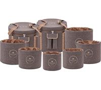 Sonic Energy Set di borse per campane tibetane in nylon, 6 custodie e 2 tasche, marrone, imbottite, per il trasporto e la conservazione (CSBPSSET3)