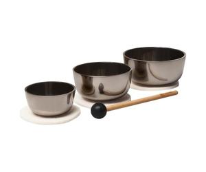 Sonic Energy Set di Campane Tibetane Nagi - 3 Pezzi, non Sospese - Per la Meditazione, lo Yoga e la Mindfulness - Incluso Coperchio, Anello di Feltro e Battitore (SBZ1)