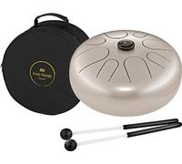 Sonic Energy Steel Tongue Drum - 12“ Strumento sonoro in G Minor - Per Meditazione, Yoga, Percussione - Acciaio Verniciato a Polvere Grigio Perla - Include Mallets e Borsa (STD4PG)