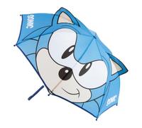 Sonic - Ombrello manuale per bambini, taglia unica, blu scuro, con applicazioni 3D e apertura manuale, 100% poliestere, licenza ufficiale, ideale per pioggia e scuola