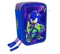 Sonic Premium Astuccio 3 zip Completo Accessori Giotto Fila Scuola The Hedgehog
