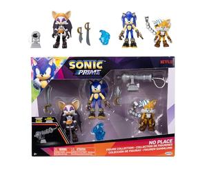Sonic Prime Confezione multipla di figure articolate da 6,3 cm con Sonic, code di vele, Batten Rouge, frammento blu e un cannone per qualsiasi fan.