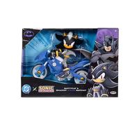 DC x Sonic Shadow nei panni di Batman con Batcycle, licenza ufficiale Jakks Pacific, action figure Shadow da 12,7 cm, veicolo interattivo con ruote mobili e cavalletto funzionante