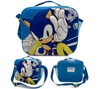 Sonic the Hedgehog - Borsa da pranzo per bambini con tracolla regolabile e tasca a rete - 23 x 20 x 8,5 cm - Licenza ufficiale SEGA