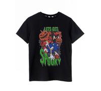 Sonic The Hedgehog Boys T-Shirt Nera a Maniche Corte | Let's Get Spooky - Tuffati in Un Divertimento spettrale con Sonic - 11-12 Anni