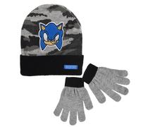 Sonic The Hedgehog Cappello e Guanti da Ragazzi, Set Invernale per Bambino, Cappello e Guanti Sonic Il Riccio, Accessori Invernali per Ragazzo - Grigio