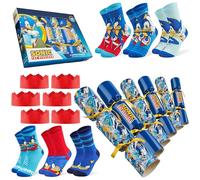 SONIC THE HEDGEHOG Christmas Crackers con 6 Calzini Divertenti per Bambino - 6 Crakers Natalizi con Gadget Sonic Regali per Gamer