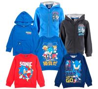 Sonic the Hedgehog Felpa Bambini 4-12 Anni - Girocollo, con Cappuccio o Zip - Tante Grafiche Colorate Originali - Morbida e Resistente per Scuola e Tempo Libero [10284 Blu Cappuccio - 10 Anni]
