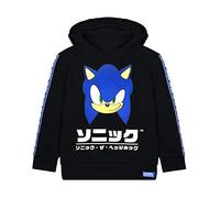 Sonic The Hedgehog Felpa con Cappuccio per Bambini Gamer Black Sweater 4-5 Anni