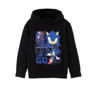 Sonic The Hedgehog Felpa con Cappuccio per Ragazzi| Felpa con Cappuccio con Grafica Let's Go Fashion Gaming per Bambini | Felpa con Cappuccio Nera Accogliente per i Giocatori