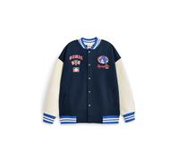 Sonic The Hedgehog Giubbotto bomber da ragazzo| Giacca college per bambini Sonic Racing Team in blu | Giacca da baseball con cerniera grafica con bandiera a scacchi per bambini