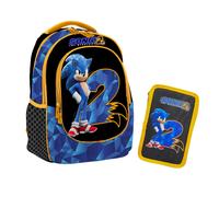 Sonic The Hedgehog Kit Zaino Ovetto E Astuccio 3 Zip
