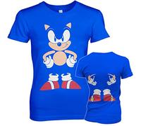 Sonic The Hedgehog Licenza Ufficiale Front & Back Donna Maglietta (Blu), M