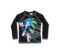 Sonic The Hedgehog - Maglietta da nuoto, protezione UV 50+, per ragazzi e bambini, a maniche lunghe, colore: Nero, Nero , 122 cm-128 cm