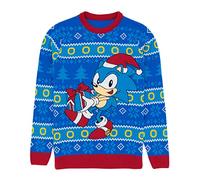 Sonic The Hedgehog Mens Christmas Jumper Adulli Blue Knitting Nail Swater XL
