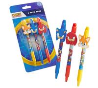 SONIC THE HEDGEHOG Penne a Scatto - Set Penne Blu Con Tappo dei Personaggi Sonic 3D - Cancelleria Scuola Originale Regalo Back To School