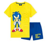 Sonic The Hedgehog Pigiama Bambino 4-12 Anni Pigiama Corto Bambino con Pantaloncini e Maniche Corte Sonic Abbigliamento Bambino Originale Regali per Gamer (Giallo/Blu, 7-8 Anni)