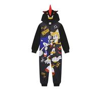 Sonic The Hedgehog, Pigiama intero con cappuccio, per bambini e bambine, colore nero, età 4-14 anni, Ombra, 11-12 Years