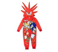Sonic The Hedgehog, Pigiama intero con cappuccio, per bambini e bambine, con coda o nocche, età 4-14 anni, Nocche, 11-12 Years