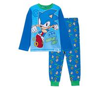 Sonic The Hedgehog Pigiama per bambini e ragazzi Sega Game On Full Length Pjs T-Shirt + Loungepants Set, Blu/verde., 5-6 Years