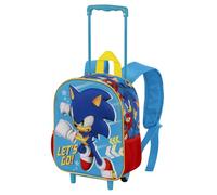 Sonic The Hedgehog - SEGA Go-Zainetto 3D con Ruote Piccolo, Blu, 26 x 34 cm, Capacità 7 L