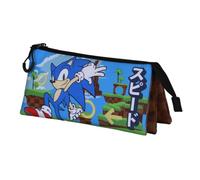 Sonic The Hedgehog - SEGA Greenhill-Astuccio Triplo, Multicolore, 23 x 11 cm