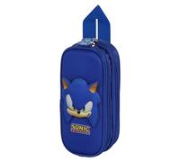 Sonic The Hedgehog - SEGA Sega-Sonic Face-Astuccio 3D Doppio, Blu, 22 x 9,5 cm