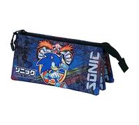 Sonic The Hedgehog - SEGA -Sonic Checkpoint-Astuccio Triplo FAN 2.0, Blu, 23 x 11 cm