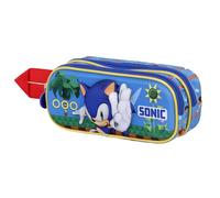 Sonic The Hedgehog - SEGA -Sonic Faster-Astuccio 3D Doppio, Blu, 22 x 9.5 cm