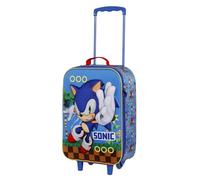 Sonic The Hedgehog - SEGA -Sonic Faster-Valigia Trolley Soft 3D, Blu, 17 x 33 x 52 cm, Capacità 26 L