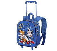 Sonic The Hedgehog - SEGA Zaino 3D con Ruote Piccolo, 26 x 34 cm, Capacità 12.5 L, Blu Lets Roll