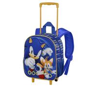 Sonic The Hedgehog - SEGA Zaino 3D con Ruote Piccolo, 26 x 34 cm, Capacità 12.5 L, Blu Tails