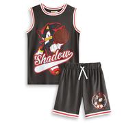 Sonic The Hedgehog Set da basket da 2 pezzi Shadow in nero | Abbigliamento sportivo unisex per bambini | Maglia da basket senza maniche con design a fumetti | Abbigliamento sportivo per bambini